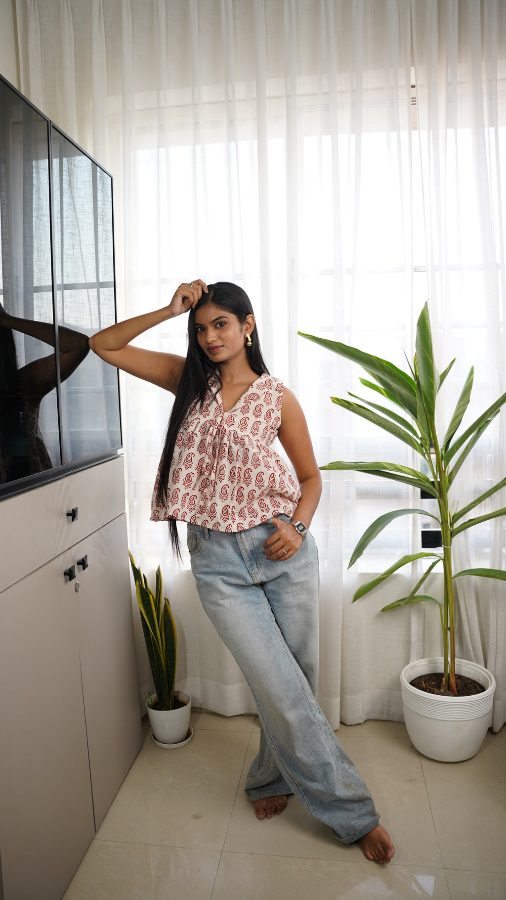 WHITE RED PAISLEY BAGH PRINT BRALETTES
