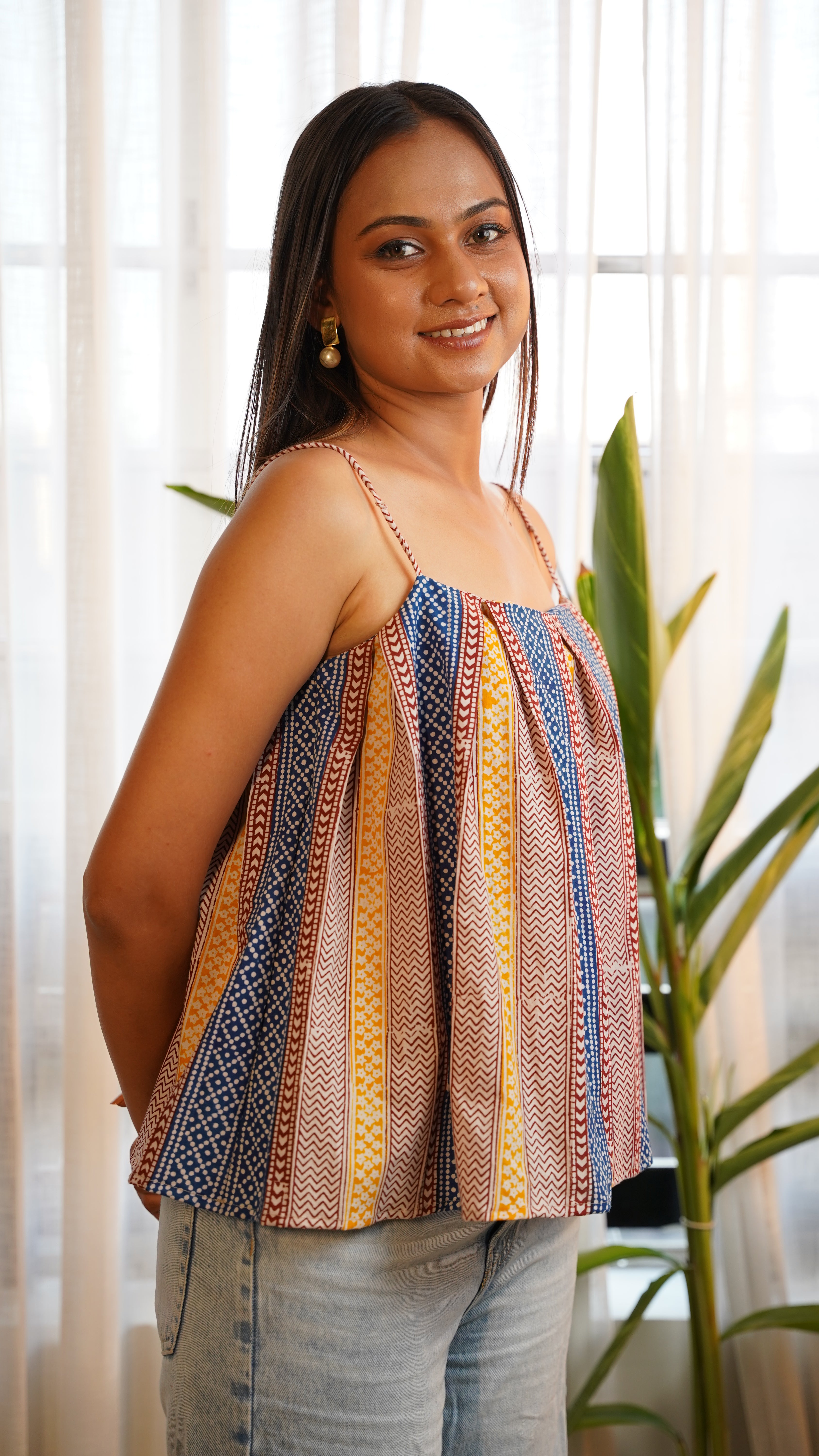 MULTICOLOUR STRIPED BAGH PRINT  BRALETTS