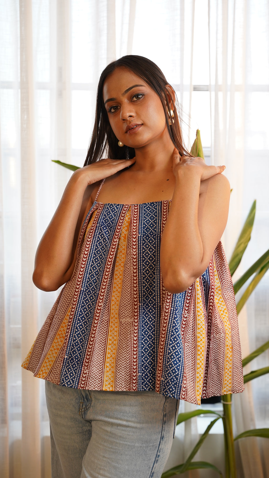MULTICOLOUR STRIPED BAGH PRINT  BRALETTS