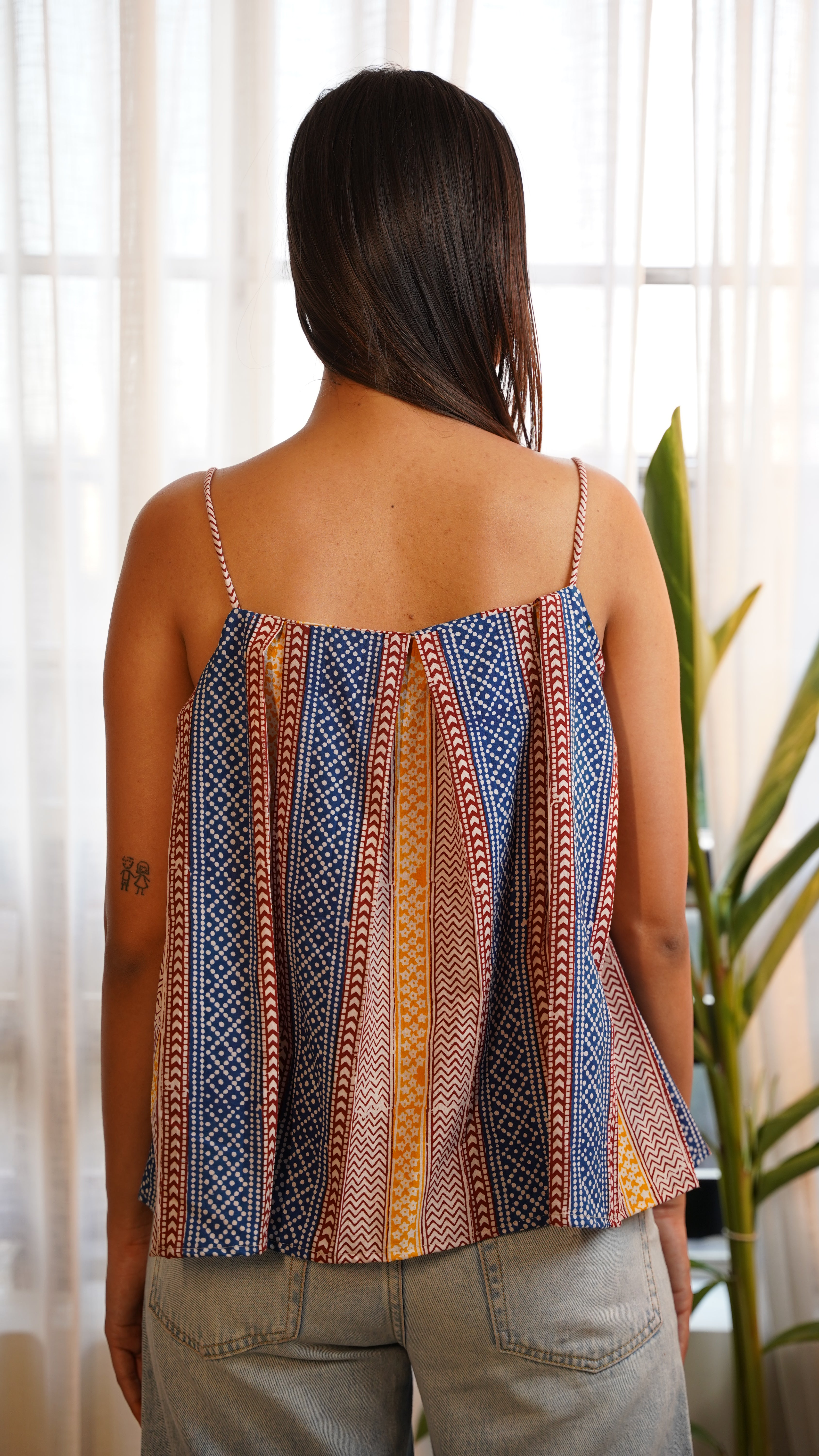 MULTICOLOUR STRIPED BAGH PRINT  BRALETTS