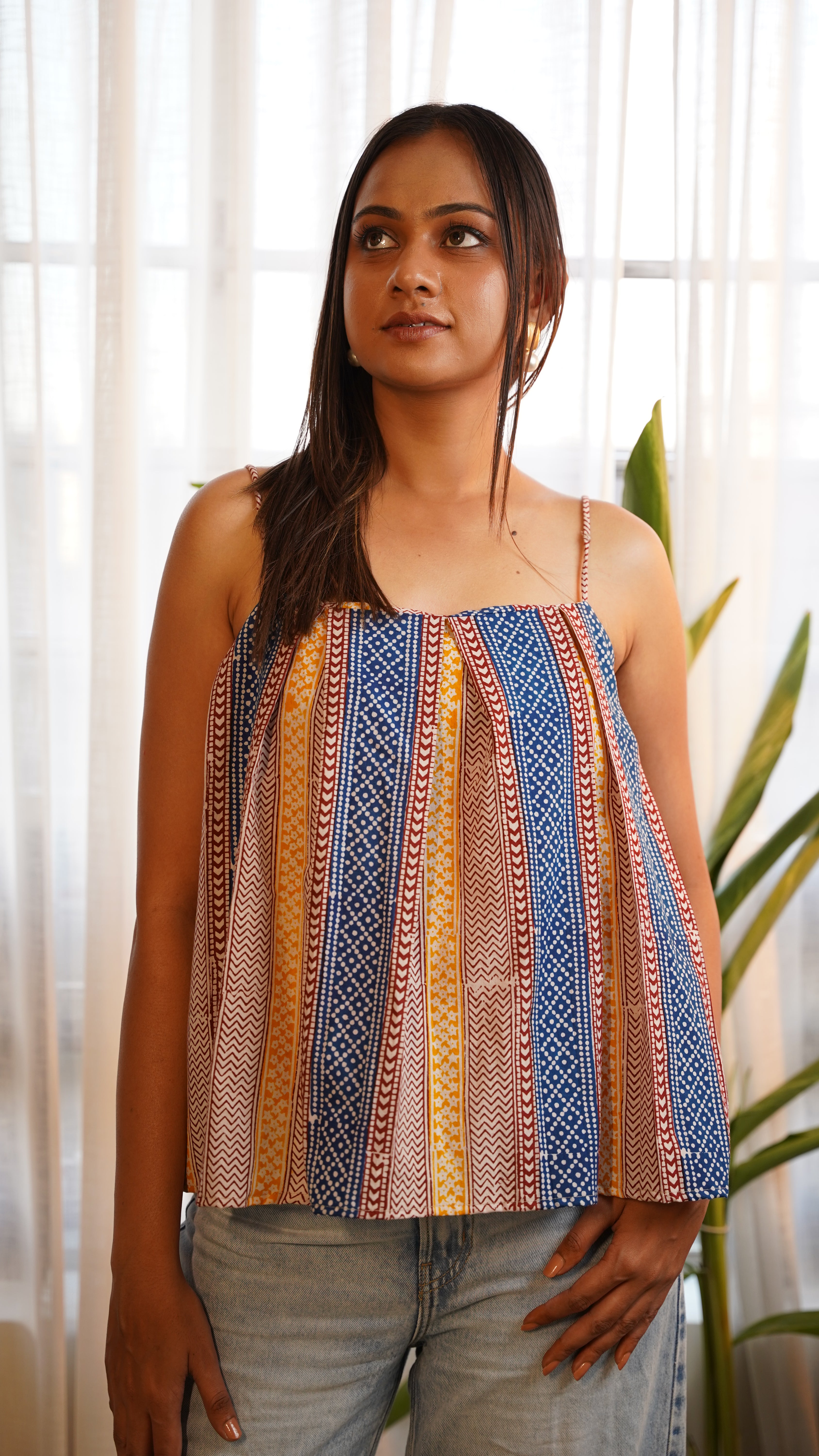 MULTICOLOUR STRIPED BAGH PRINT  BRALETTS