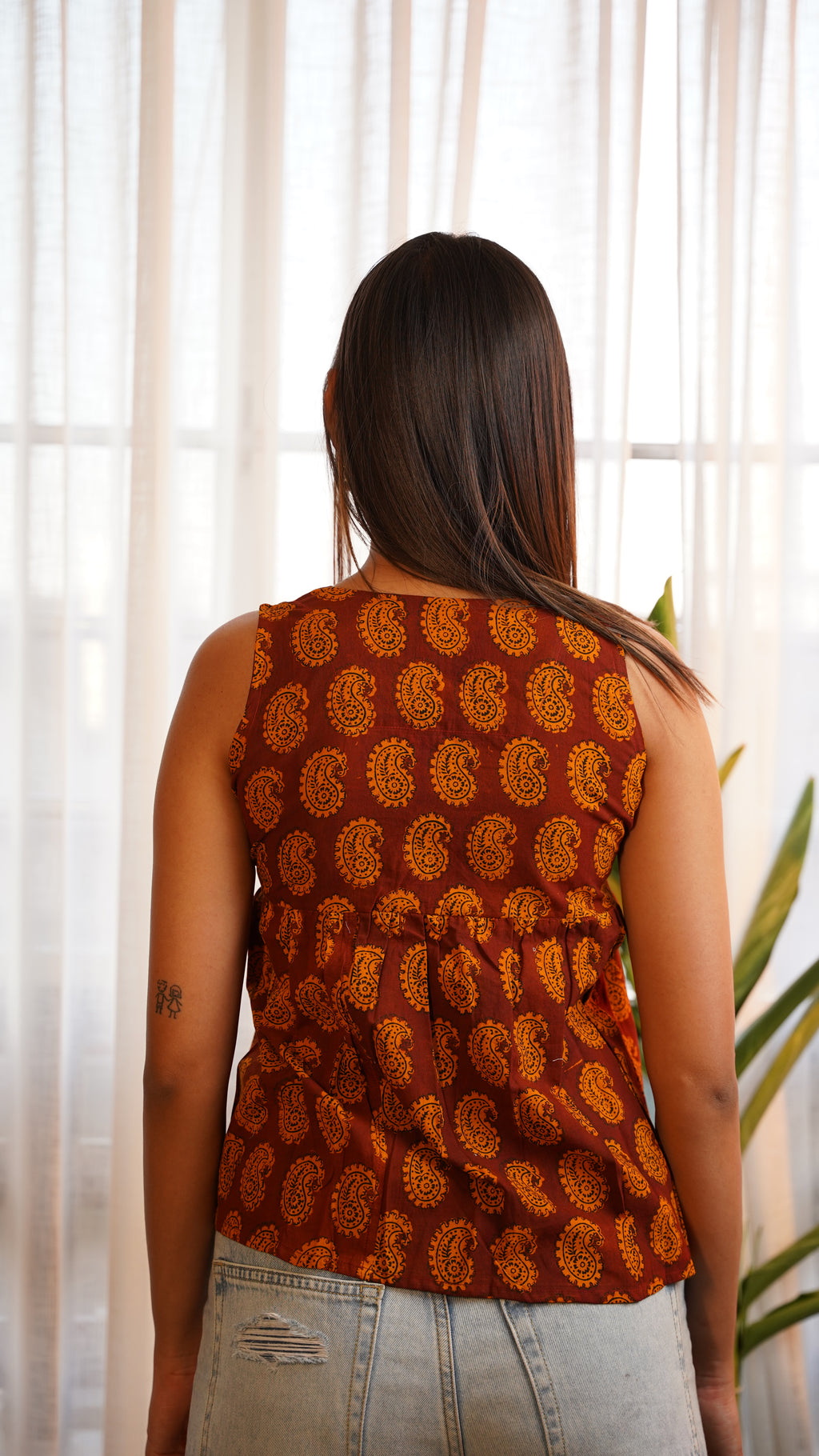 COFFE BROWN  YELLOW PAISLEY BAGH PRINT BRALETTE
