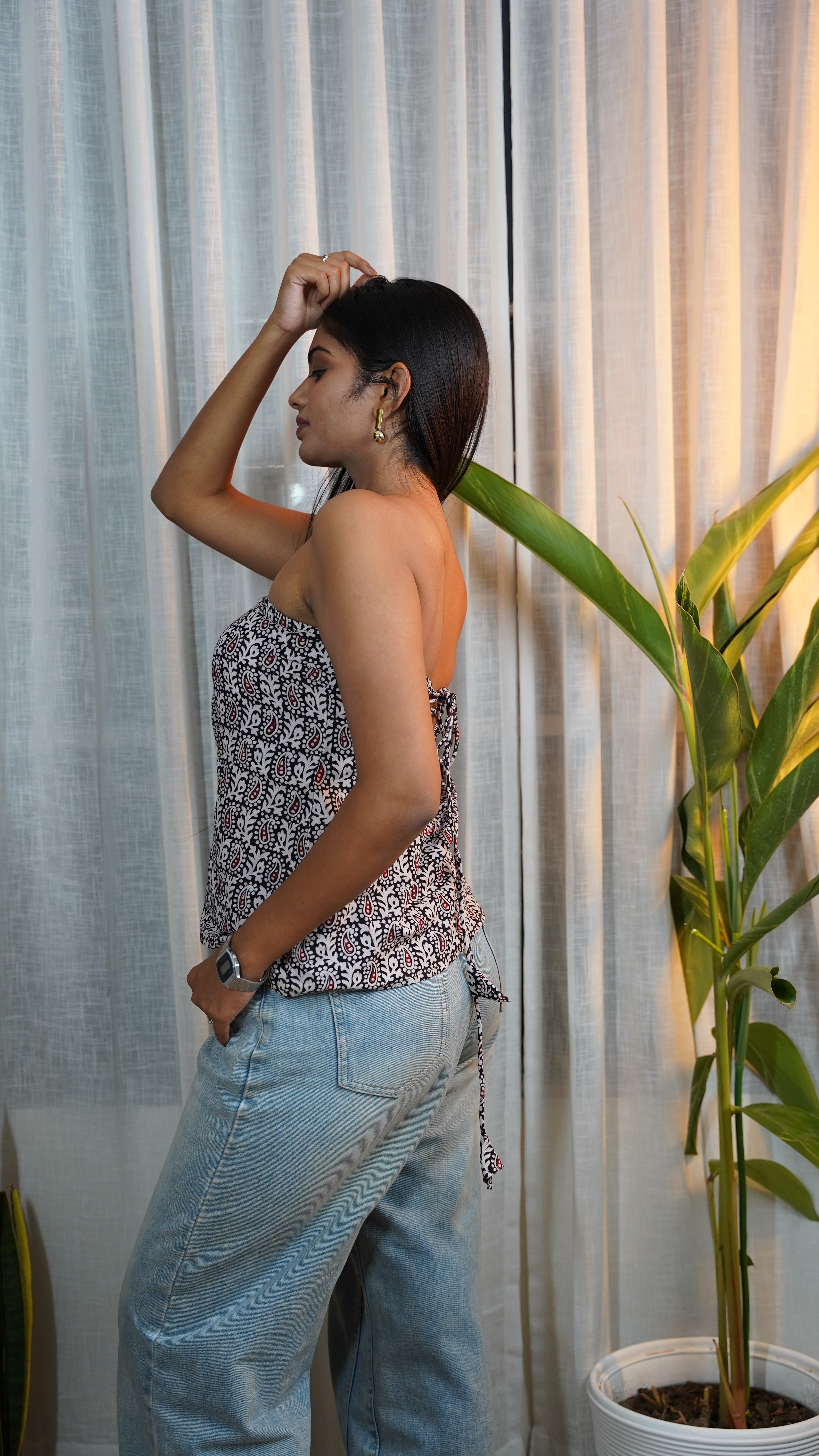 BLACK WHITE PAISLEY BAGH PRINT BRALETTES