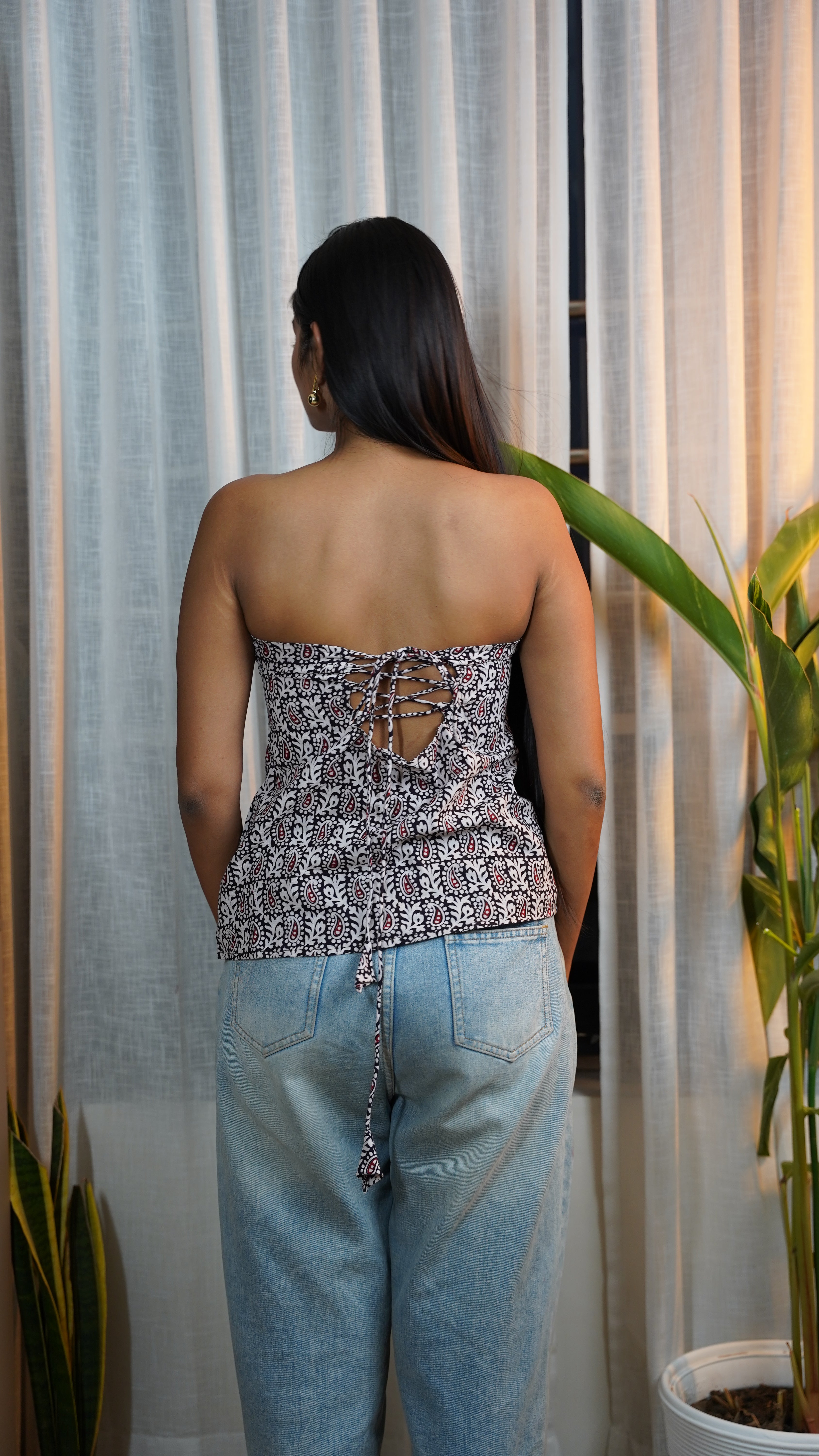 BLACK WHITE PAISLEY BAGH PRINT BRALETTES