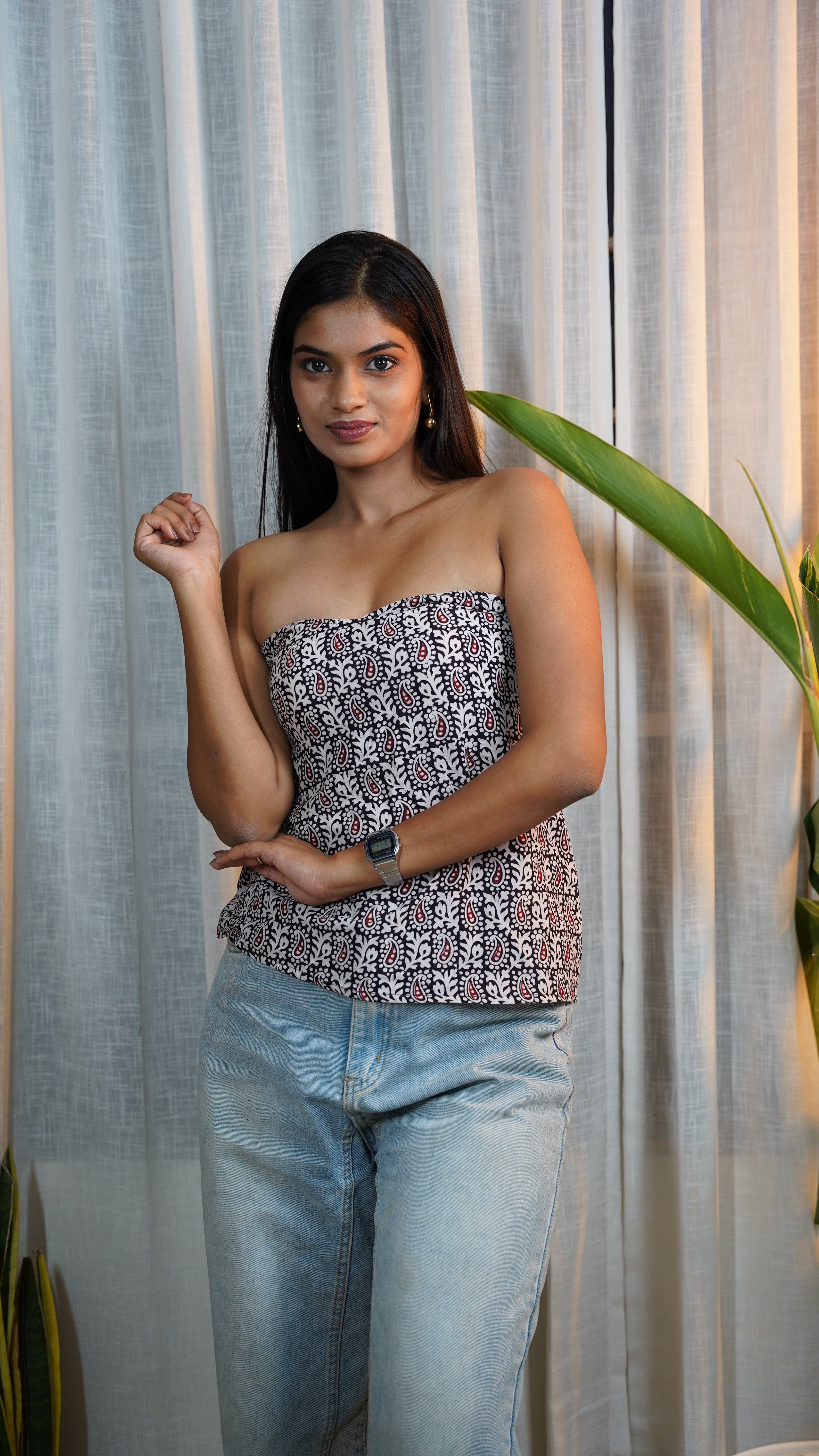 BLACK WHITE PAISLEY BAGH PRINT BRALETTES